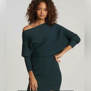 REISS LARA
OFF-THE-SHOULDER RIBBED MIDI DRESS SIZE M $295